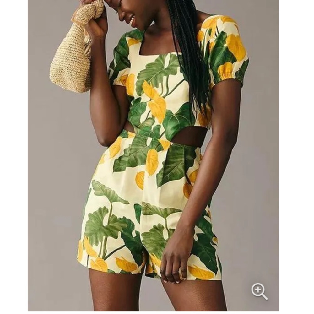 Farm Rio Cutout Tie-Back Romper - Size Medium - Picture 2 of 9